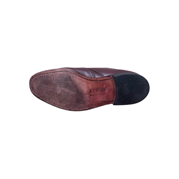 ET Wright Masters Collection Mens Burgundy Leather Wingtip Monk Strap Shoes 9D - Picture 10 of 11